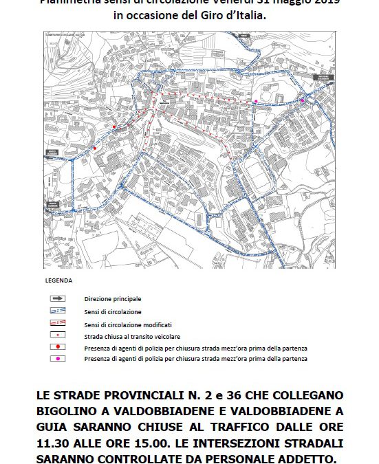 Giro d’Italia 2019 chiusura strade.